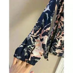 Juicy Couture  Navy Floral Shark Bite Hem Blouse Medium Photo 3