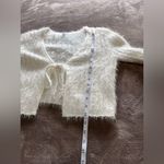 Garage  Ivory Fuzzy Tie Front Long Sleeve Sweater Cardigan Top Sz M EUC Photo 5