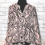 Dana Buchman ‎ Black and Pink Long Sleeve Tie Front Blouse Photo 0