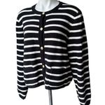 J.Crew Emilie Sweater Lady Jacket in Black Ivory Stripe Knit Cardigan, Sz XL Photo 6