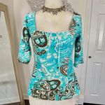 Early 2000's Boho Coquette Teal Blue White Bow Lace Milkmaid 3/4 Sleeve L Size L Photo 7