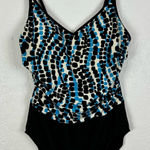 MiracleSuit Black/ Blue Dot V-Neck Double Strap One Piece Swimsuit Size 16 Photo 0