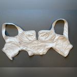 Womens Denim Corset, Plunging Neck‎ Line, Size Small White Photo 3