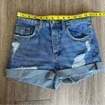 H&M  Divided Distressed Cuffed Denim Shorts Mom Jean Button Fly Medium Wash Blue Photo 11