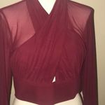 Bardot Elegant Burgundy Sheer Wrap Top Photo 5
