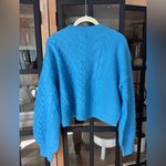 Cami NYC  merino wool sweater cable knit Davney electric blue mock balloon sleeve Photo 4