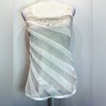 White House | Black Market Beige Sequined Tank w Sheer Mesh Overlay & Rhinestones Photo 1