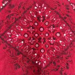 Laura Scott  1X Womens Red 3/4 Sleeve Floral Rhinestone Tee Top Shirt Photo 3