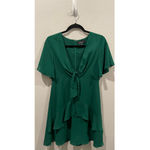 Lulus Green Tie-Front Ruffled Skater Mini Dress Photo 1