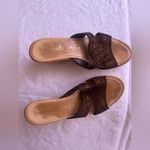 Toscanella Italian Wedge sandals Bright Strap Brown Made In Italy Size 39 Tan Photo 2