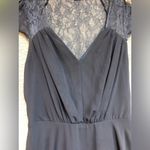 ASOS 4 navy blue chiffon flare skirt, V-neck lace upper shoulders back Photo 8