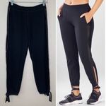 Fabletics Athletic Black Kara Ankle Tie Satin Stripe Jogger Pants Photo 1