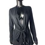 J.Crew Black Tie-Waist Cardigan Sweater Open Front Pockets Minimalist Photo 0