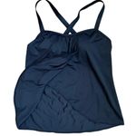 DENIM & CO BEACH NWOT Draped Tankini Size 8 Black Adjustable Criss Cross Strap Photo 1