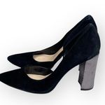 Nine West ❁ Anisa D’Orsay Pumps Heels ❁ Black Suede Chunky Metallic Heel ❁ 7.5M Photo 6