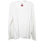Breckenridge VINTAGE White Embroidered Cherry Print Button Front Cardigan Large Photo 2