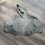 SKIMS  Gray Hooded Full Zip Sweater Large Velvet Cropped Hoodie Photo 1