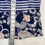 CAbi  Paisley Blouse Sleeveless Ruffle Trim Sheer‎ Top Blue Orange Size M Photo 2