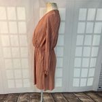 River Island  Pink Plisse Pleated Long Sleeve Surplice Mini Dress Sz 10 UK/6 US Photo 6