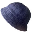 VINTAGE ANGORA BUCKET HAT Navy Boho Regency Cute Chic Photo 4