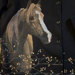 Artisan NY Artisans Knit Cardigan Sz XXL Horse Scene Painted Fence Flowers Artsy Pockets Photo 1