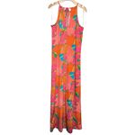 Trina Turk  Women’s Size S Orange Milan Gingko Floral Halter Tie Back Maxi Dress Photo 2