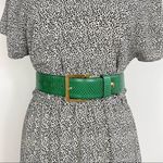 DOMINO De Micheli Italy Vintage Green Leather Belt Solid Brass Buckle Size 29 Photo 2
