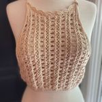 Listicle Crochet Festival Fairy Summer Halter Top in Tan Photo 1