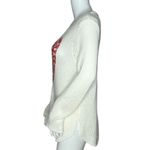 Wooden Ships Sweater Womens XSmall White Red Heart Open Knit Scoop Neck Breezy Photo 2