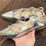 Loeffler Randall Balletcore Ambra Silver Pointed Toe Lace Up Flats 23 Photo 1