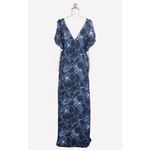 Club Monaco Dress Womens Maxi Cold Shoulder V Neck Blue Floral Size 2 Photo 3