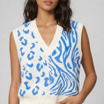 Cider  Show Your Stripes Zebra Oversized Sweater Vest Cream Blue Medium Photo 0