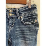 Wall Flower Women's Jeans Size 1 Embroidered Back Pockets Bling American Flag EUC Photo 3