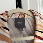 Lysse Lysee Monkee’s Short Sleeve Blouse Tunic Black Stripe Printed Top Ivory Brown Photo 1