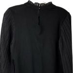 Sioni Women's Black Sheer Pleated Sleeve Mock Neck Blouse Size M Size M Photo 9