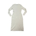 Anatomie Cream Beige Ribbed Sweater Midi Knit Dress Large Long Sleeve Sheath Photo 1