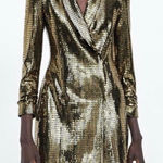 ZARA  Gold Blazer dress large Photo 0