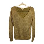 Boston Proper  Sweater Women's Size XS Sequins Knit VNeck Party Gold Photo 1