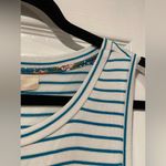 cupio NWT  Size M Aqua Blue White Stripe Tie Front stretchy Tunic Tank Top Photo 4
