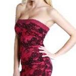 NIKIBIKI NEW Pink Strapless Soft and Stretchy Lace Print Dress Photo 1