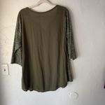 st. john's bay  Shirt Peasant 1X Olive Green Pattern 3/4 Sleeve Relaxed Top Photo 6