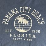 US VINTAGE Blue Long Sleeve Panama City Beach Crop Top Photo 1
