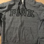 PINK - Victoria's Secret Womens  Gray Black Zip-Up Hoodie Stretchy Size Large Photo 1