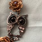 14” To 16” Vintage Choker Necklace Owl & Flower Attached Pendants Black Photo 2