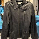 Loft Vintage Ann Taylor Classic Black Leather Jacket size Large Photo 0