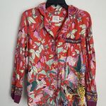 Anthropologie Lil Sire Cheetah Dreams Flannel Sleep Top Lounge Art Animal Medium Photo 0