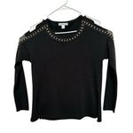 Westport 1962 womens XS sweater black scoop neck cold shoulder long sleeve studs Photo 0