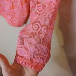 Charlotte Russe Size Medium Neon Pink Cropped Lace Top Going Out Festival Rave Photo 8