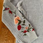 American Eagle light blue pink red white floral embroidered sweater Photo 2