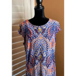Liz Claiborne  Size 16 Multicolor Paisley Print Dress Short‎ Sleeve Boho Chic Photo 1